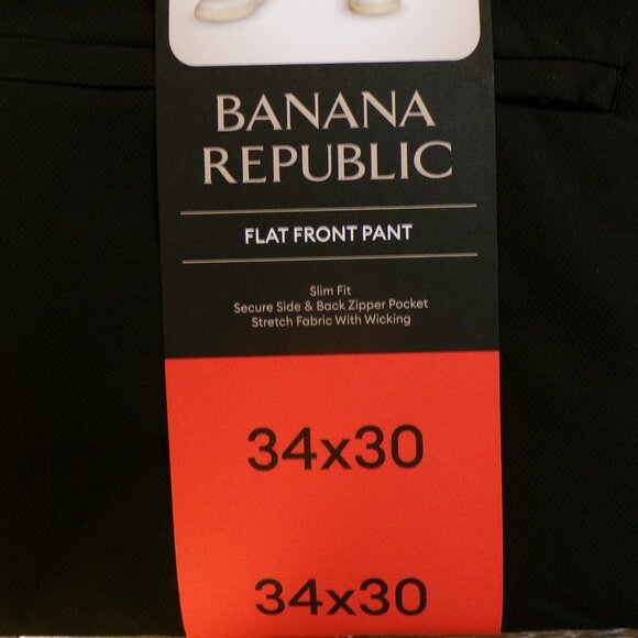 Banana Republic NWT Men's Flat Front Pant Slim Fit Black Choice: 34x29 or 34x30 - Picture 6 of 6
